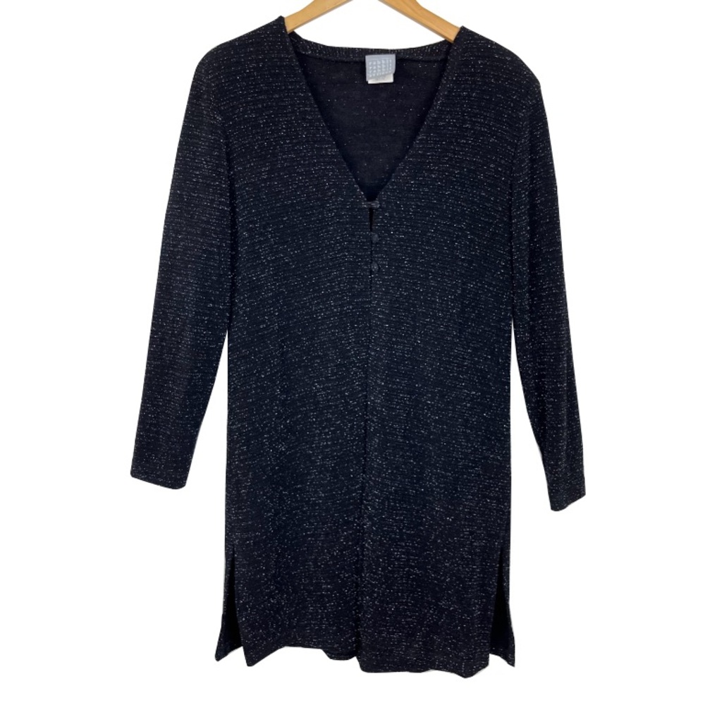 Vintage 80s Rabbit Rabbit Rabbit Black Metallic Sparkle Long Line Cardigan